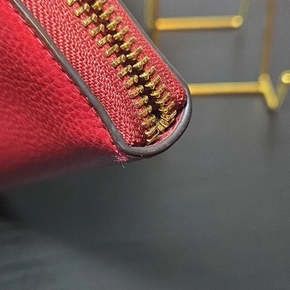 COACH RED LONG ZIP WALLET - Picture 8 of 11